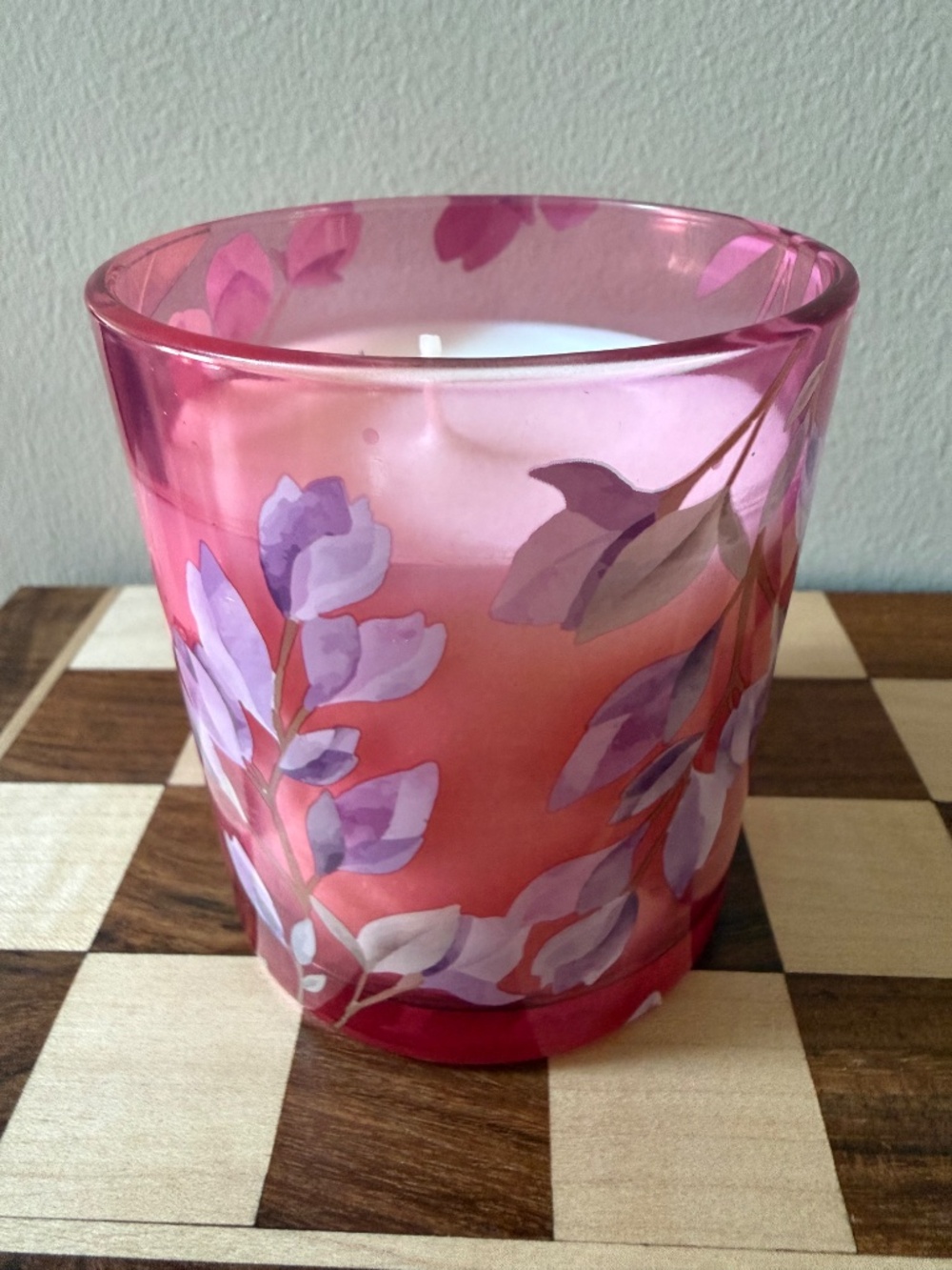 Simply Indulgent Coral Hibiscus 7 oz Soy Candle New Floral Glass Jar
